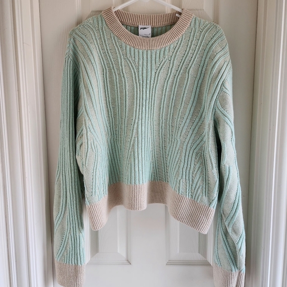 Nike Sweaters - Nike Yoga Luxe Wool Blend Cover Up Knit Crew Neck Mint Sweater Size L